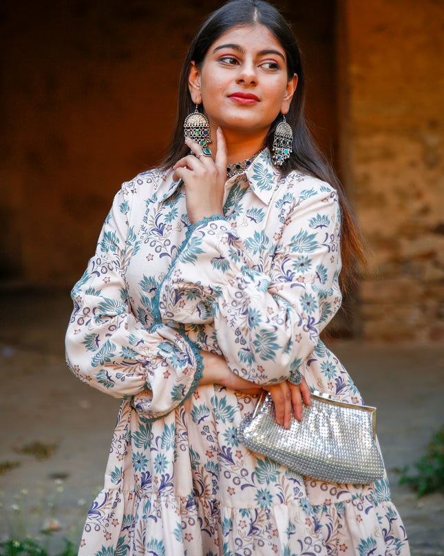 Beige Cambric Dress  For Women