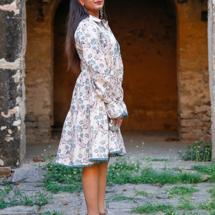 Beige Cambric Dress  For Women