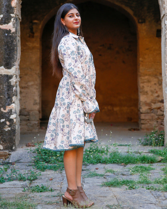 Beige Cambric Dress  For Women