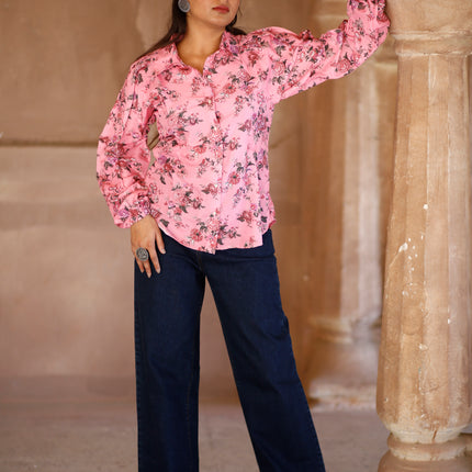 Pink Maslin Shirt For Women