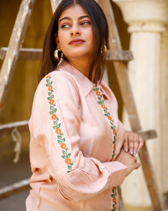 Maslin Baby Pink Shirt For Women