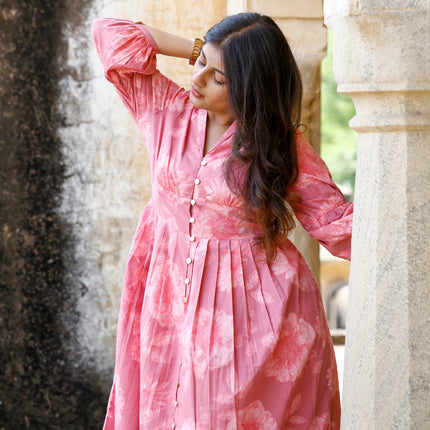 Pink Cotton Dress  For Women