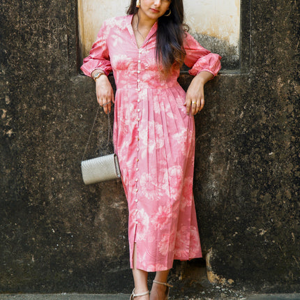 Pink Cotton Dress  For Women