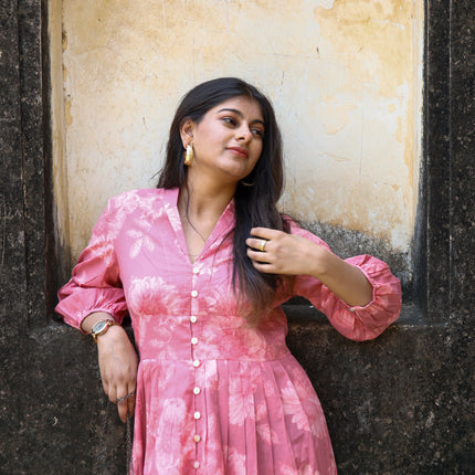 Pink Cotton Dress  For Women