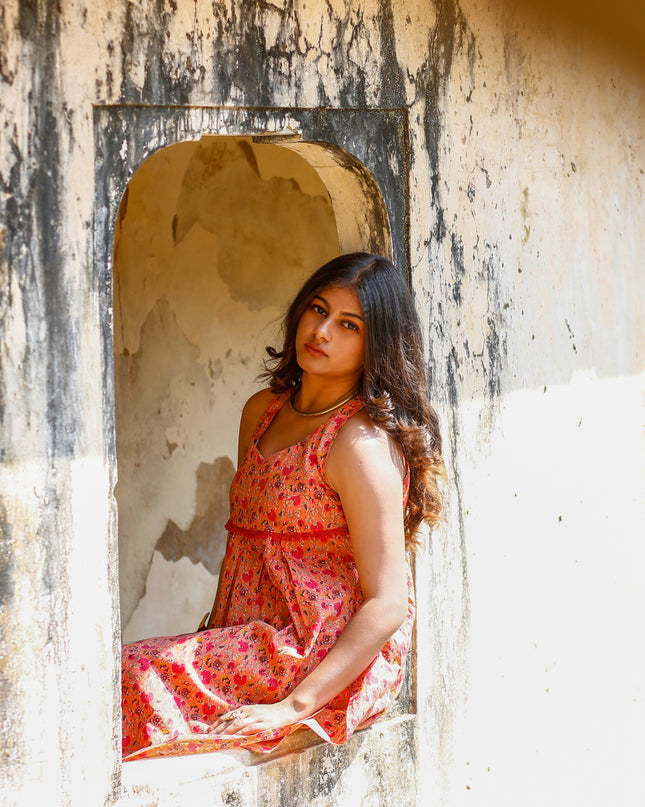 Pink Cotton Kurta Pant Set For Women